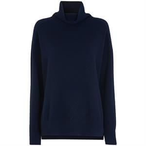 Whistles Navy Cashmere Roll Neck Jumper